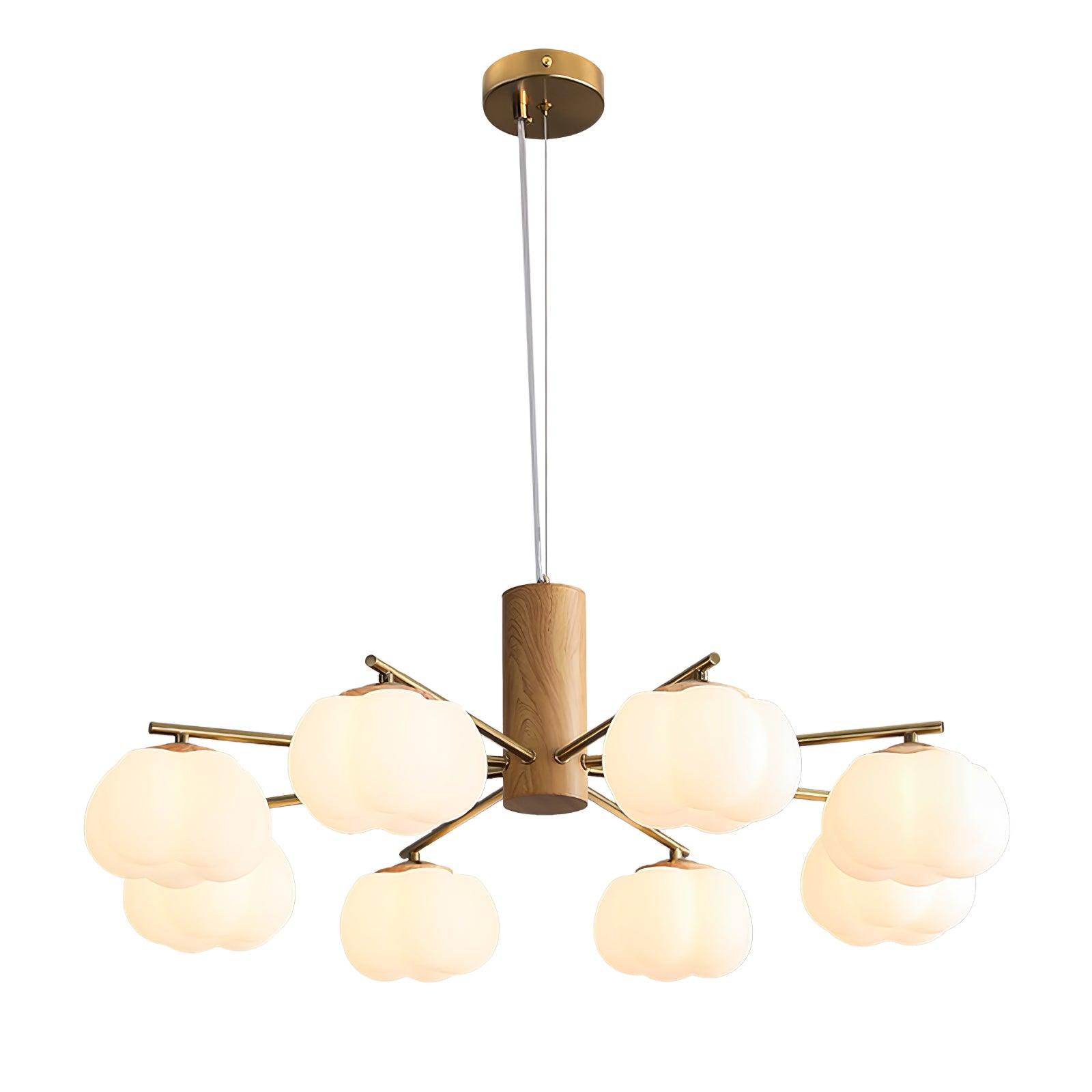 Modern Geometric Cotton Ball Chandelier Gold Metal and PE Acrylic Pendant Light