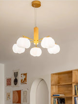 Modern Geometric Cotton Ball Chandelier Gold Metal and PE Acrylic Pendant Light