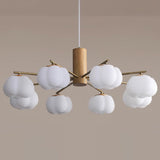 Modern Geometric Cotton Ball Chandelier Gold Metal and PE Acrylic Pendant Light