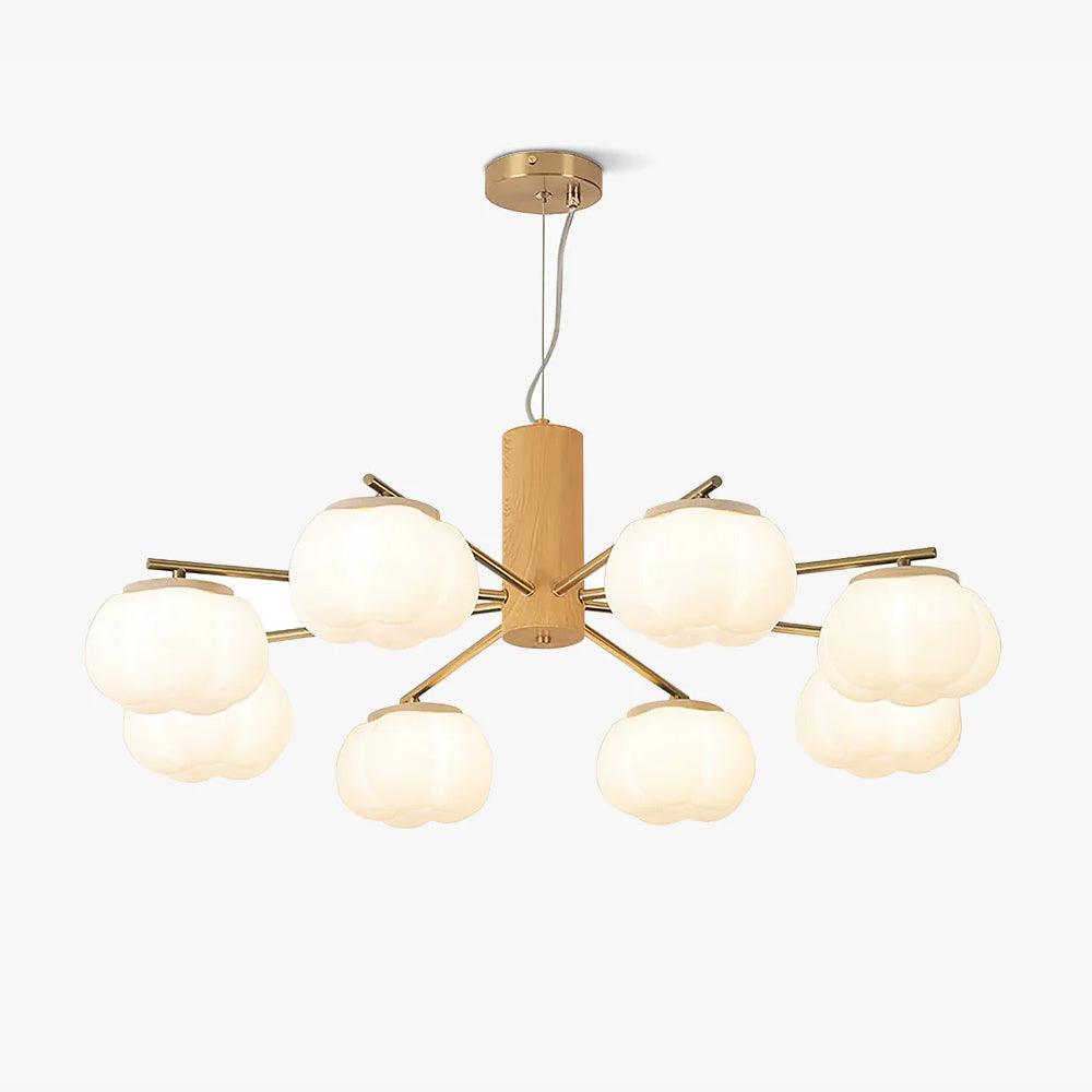 Modern Geometric Cotton Ball Chandelier Gold Metal and PE Acrylic Pendant Light
