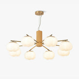 Modern Geometric Cotton Ball Chandelier Gold Metal and PE Acrylic Pendant Light