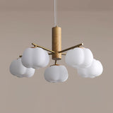 Modern Geometric Cotton Ball Chandelier Gold Metal and PE Acrylic Pendant Light