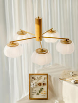 Modern Geometric Cotton Ball Chandelier Gold Metal and PE Acrylic Pendant Light