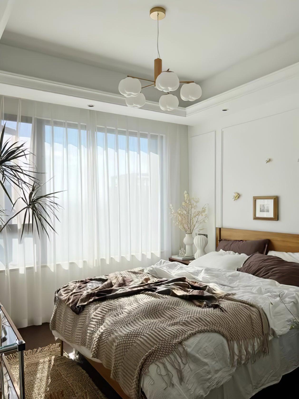 Modern Geometric Cotton Ball Chandelier Gold Metal and PE Acrylic Pendant Light