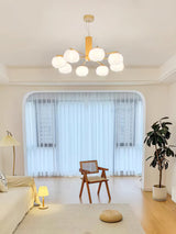 Modern Geometric Cotton Ball Chandelier Gold Metal and PE Acrylic Pendant Light
