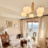Modern Geometric Cotton Ball Chandelier Gold Metal and PE Acrylic Pendant Light