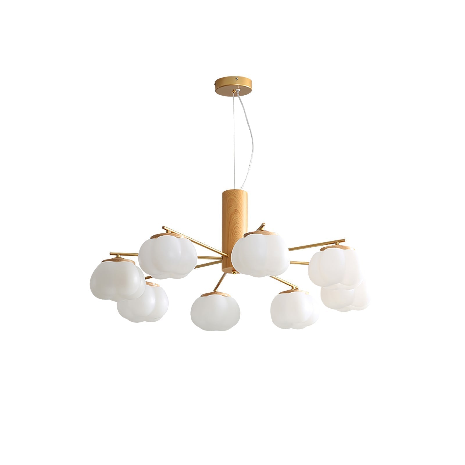 Modern Geometric Cotton Ball Chandelier Gold Metal and PE Acrylic Pendant Light