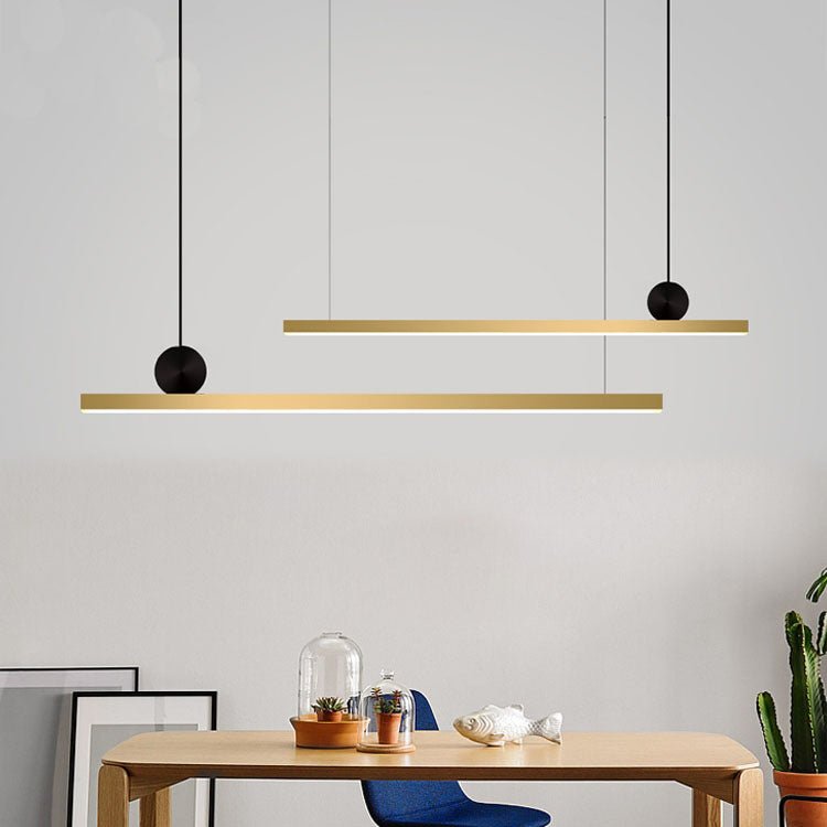 Modern Geometric Crown Pendant Light Polished Brass LED Linear Suspension Lamp