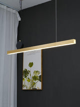 Modern Geometric Crown Pendant Light Polished Brass LED Linear Suspension Lamp