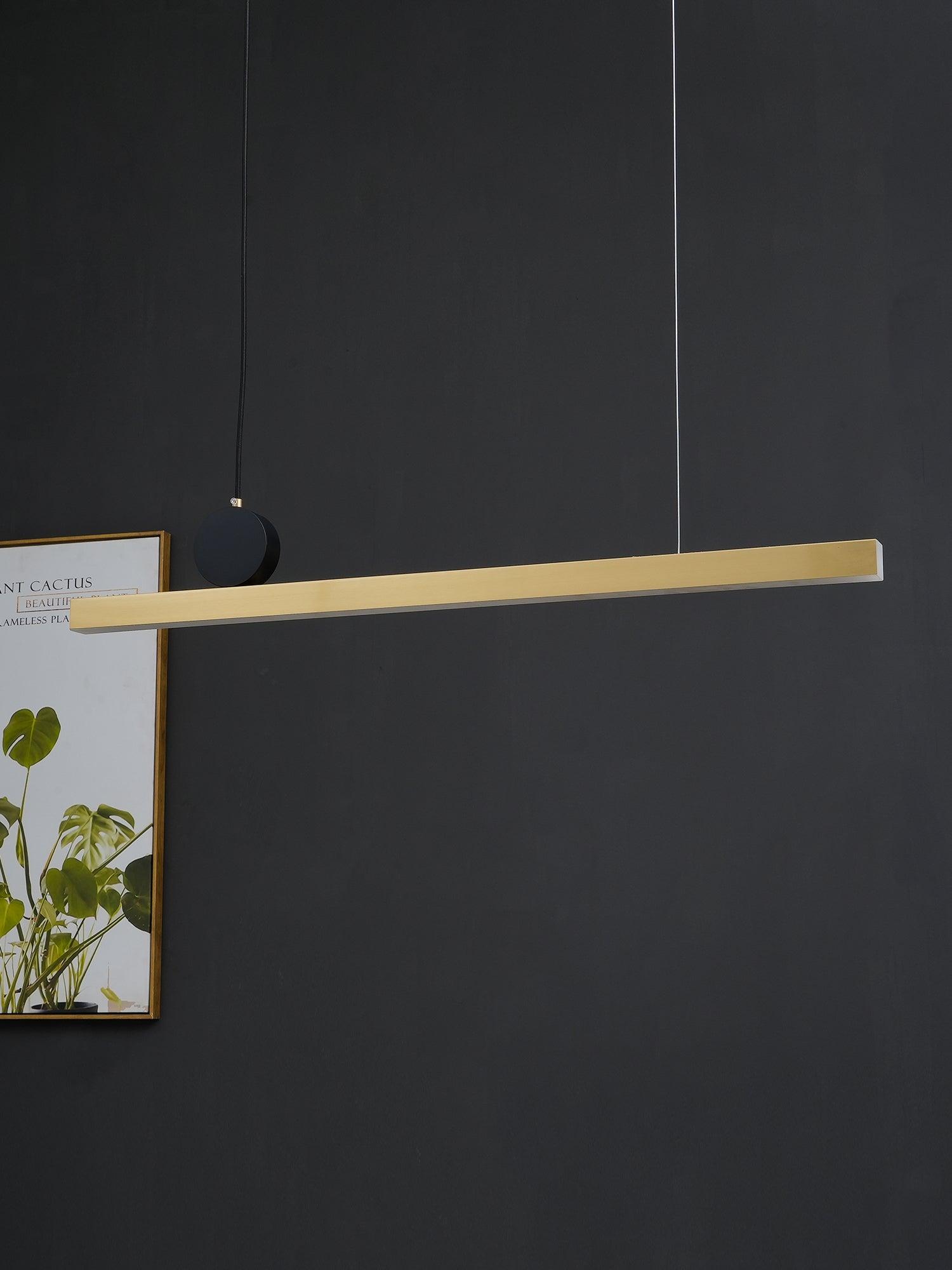 Modern Geometric Crown Pendant Light Polished Brass LED Linear Suspension Lamp