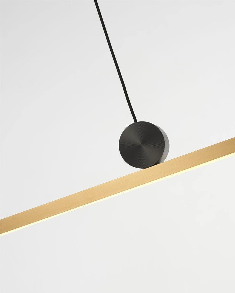 Modern Geometric Crown Pendant Light Polished Brass LED Linear Suspension Lamp