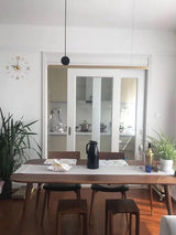 Modern Geometric Crown Pendant Light Polished Brass LED Linear Suspension Lamp