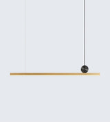 Modern Geometric Crown Pendant Light Polished Brass LED Linear Suspension Lamp
