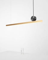Modern Geometric Crown Pendant Light Polished Brass LED Linear Suspension Lamp