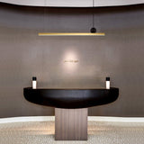 Modern Geometric Crown Pendant Light Polished Brass LED Linear Suspension Lamp