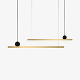 Modern Geometric Crown Pendant Light Polished Brass LED Linear Suspension Lamp