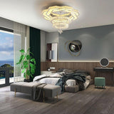Modern Geometric Crystal LED Flush Mount Ceiling Light in Gold or Silver Finish