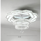 Modern Geometric Crystal LED Flush Mount Ceiling Light in Gold or Silver Finish