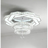 Modern Geometric Crystal LED Flush Mount Ceiling Light in Gold or Silver Finish