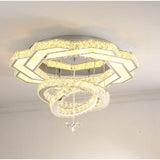 Modern Geometric Crystal LED Flush Mount Ceiling Light in Gold or Silver Finish