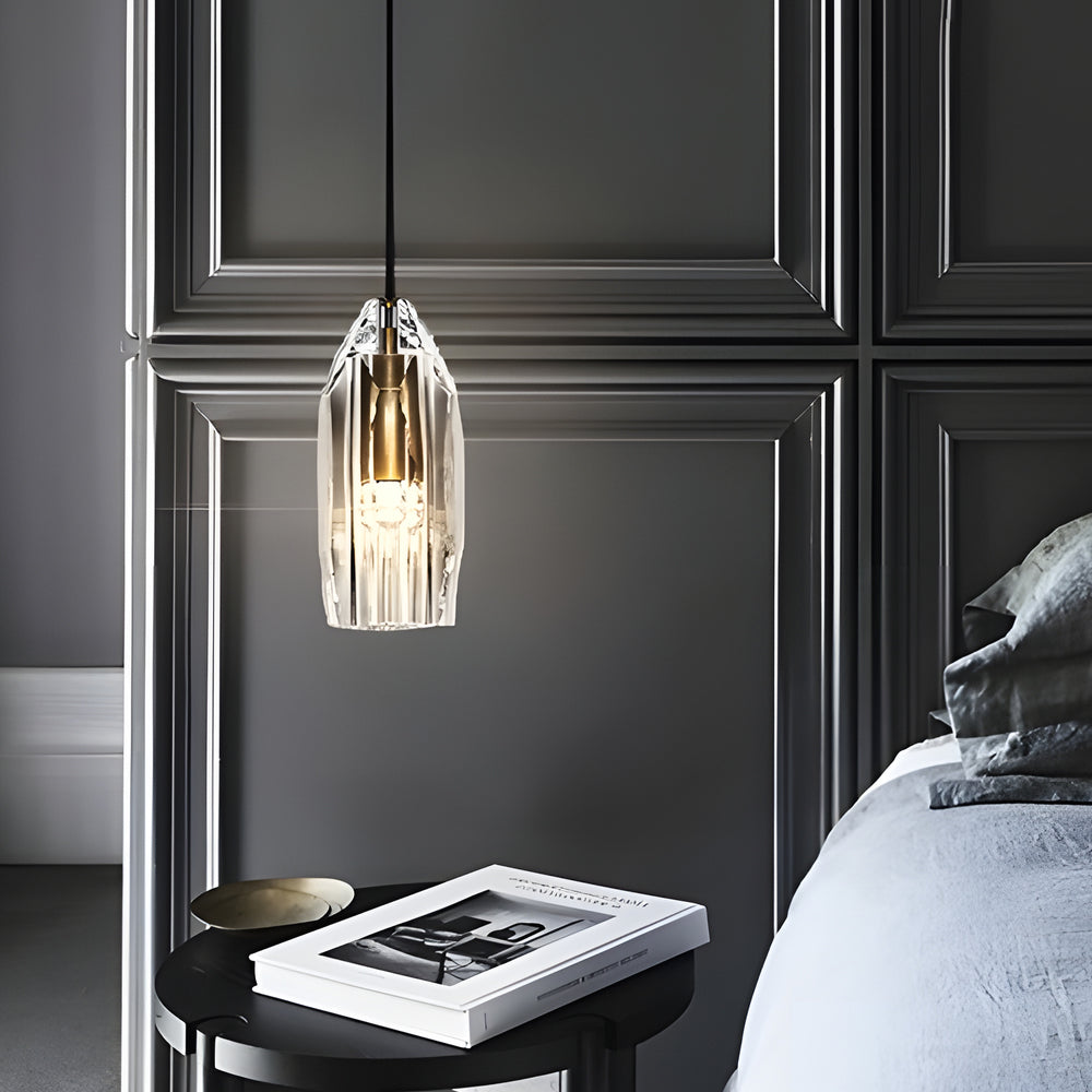 Modern Geometric Crystal Mini Pendant Light with Brass Accents for Kitchen Island