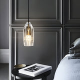 Modern Geometric Crystal Mini Pendant Light with Brass Accents for Kitchen Island