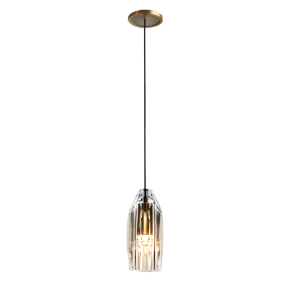 Modern Geometric Crystal Mini Pendant Light with Brass Accents for Kitchen Island