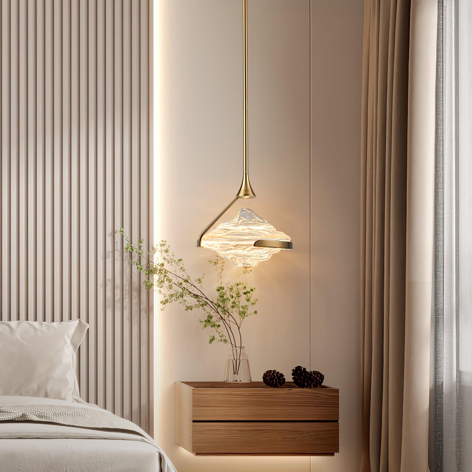 Modern Geometric Diamond Crystal LED Pendant Light Adjustable Ceiling Fixture for Dining Room