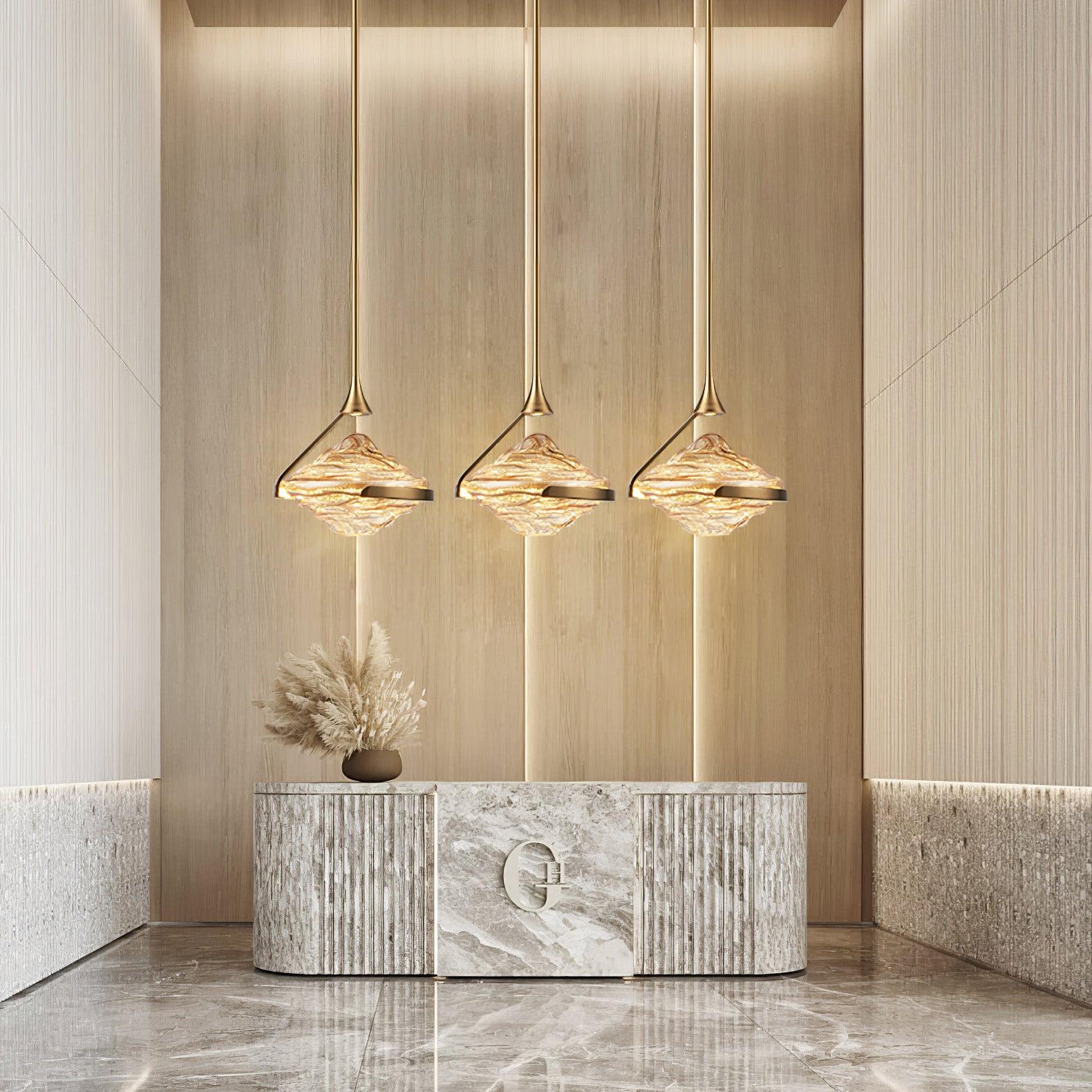 Modern Geometric Diamond Crystal LED Pendant Light Adjustable Ceiling Fixture for Dining Room