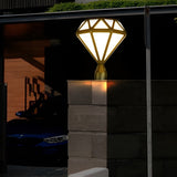 Modern Geometric Diamond LED Outdoor Post Lights Waterproof Aluminum Fence Cap Pillar Lantern