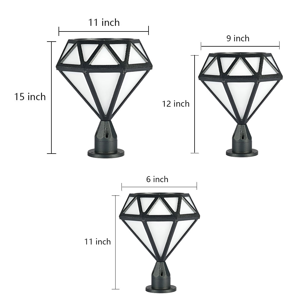 Modern Geometric Diamond LED Outdoor Post Lights Waterproof Aluminum Fence Cap Pillar Lantern