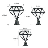 Modern Geometric Diamond LED Outdoor Post Lights Waterproof Aluminum Fence Cap Pillar Lantern