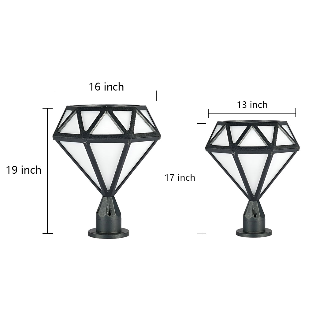Modern Geometric Diamond LED Outdoor Post Lights Waterproof Aluminum Fence Cap Pillar Lantern