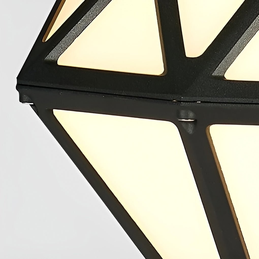 Modern Geometric Diamond LED Outdoor Post Lights Waterproof Aluminum Fence Cap Pillar Lantern