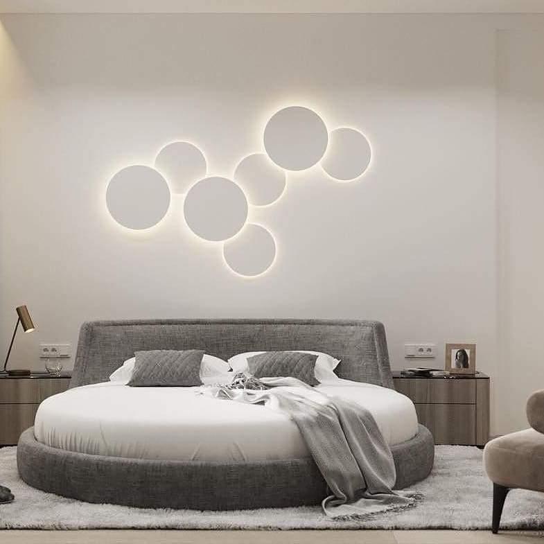 Modern Geometric Disc LED Wall Sconce Minimalist Circular Indirect Lighting Fixture