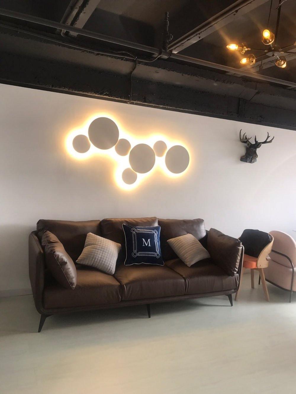 Modern Geometric Disc LED Wall Sconce Minimalist Circular Indirect Lighting Fixture