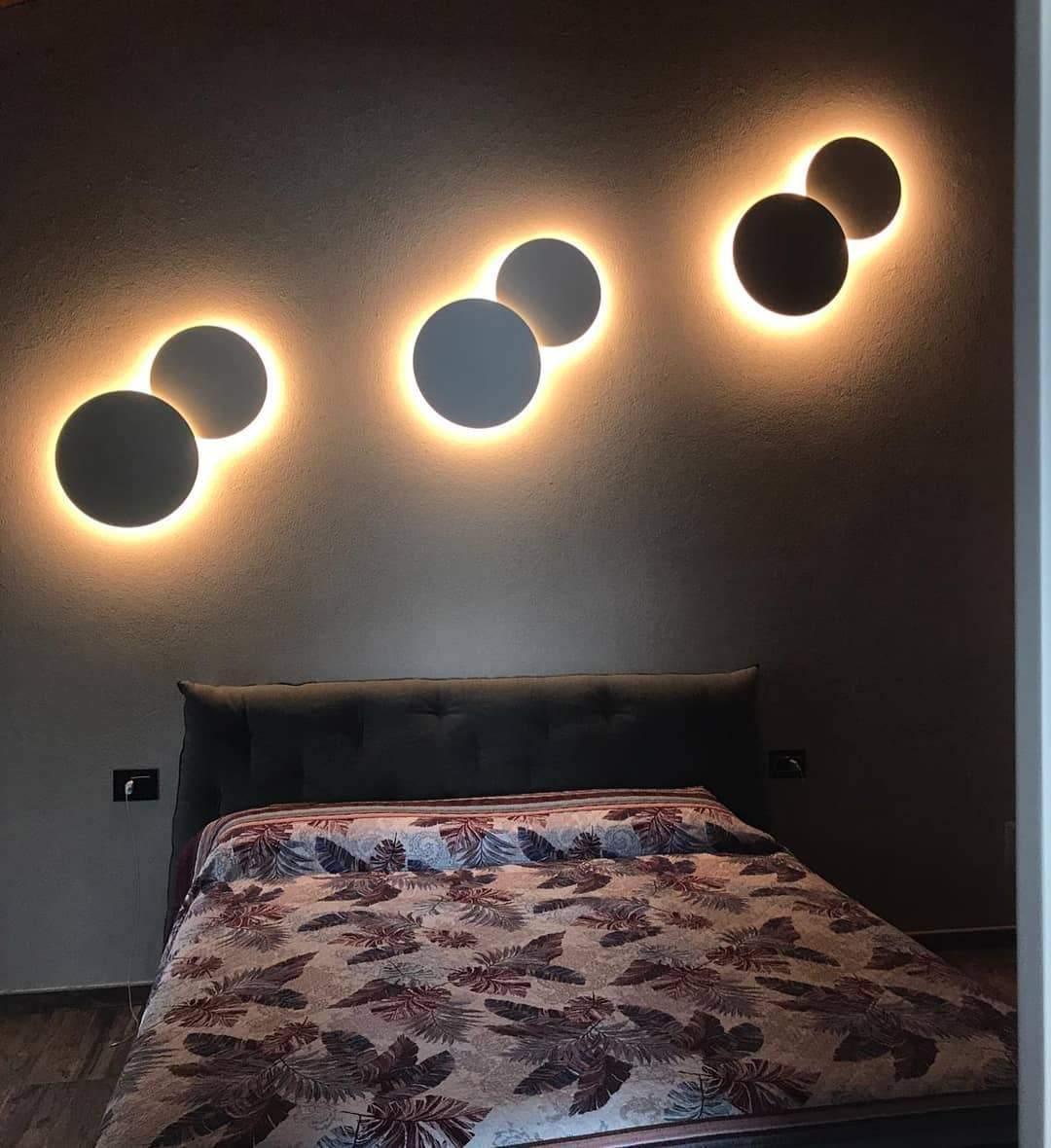 Modern Geometric Disc LED Wall Sconce Minimalist Circular Indirect Lighting Fixture