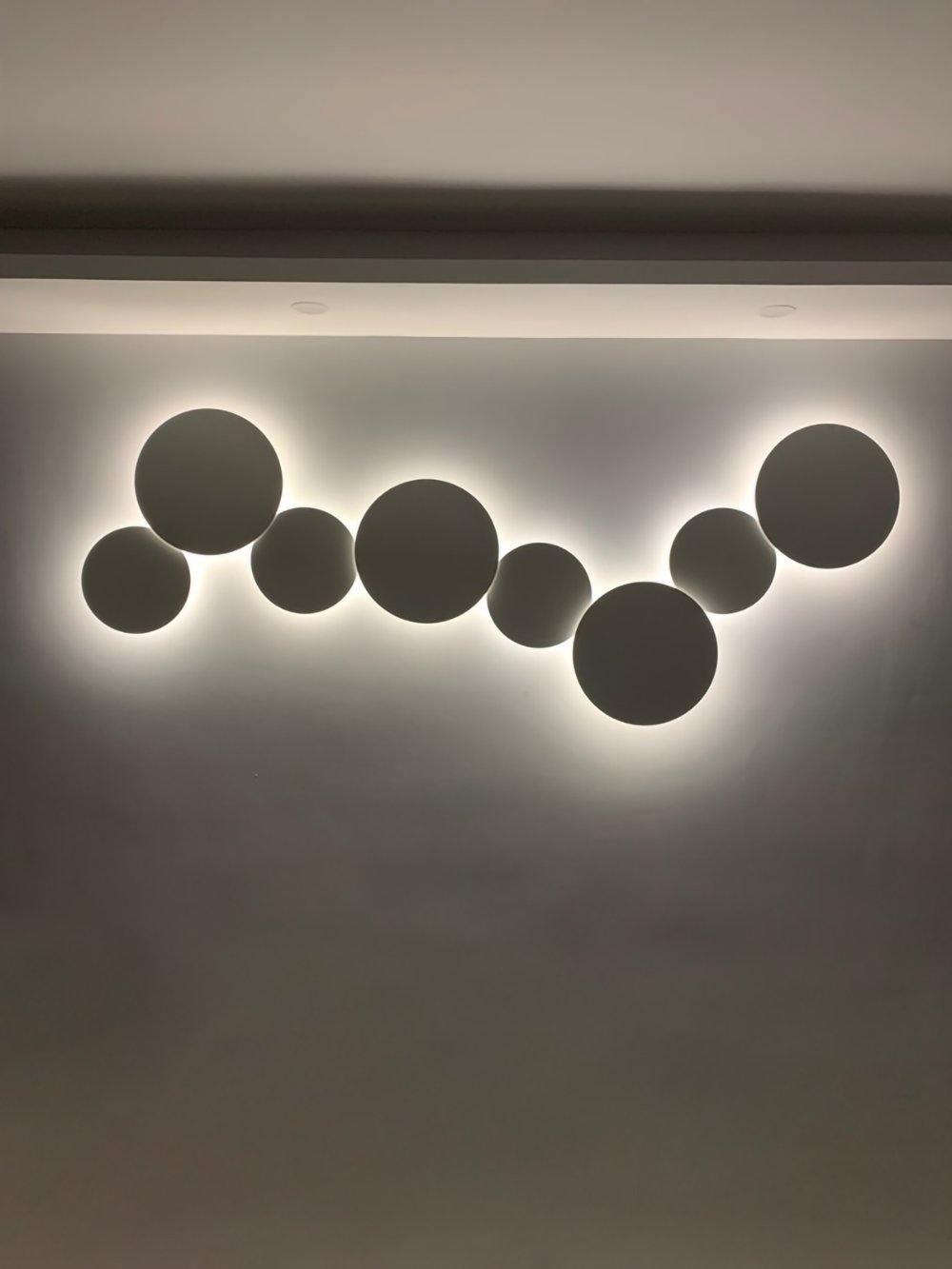 Modern Geometric Disc LED Wall Sconce Minimalist Circular Indirect Lighting Fixture