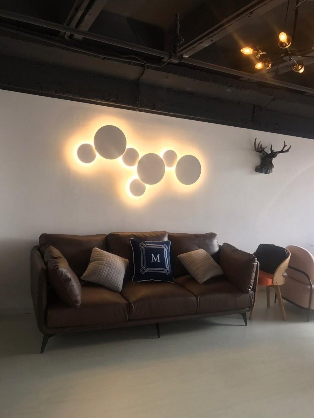 Modern Geometric Disc LED Wall Sconce Minimalist Circular Indirect Lighting Fixture
