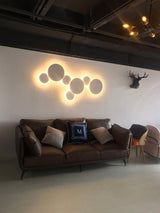 Modern Geometric Disc LED Wall Sconce Minimalist Circular Indirect Lighting Fixture