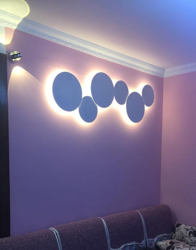 Modern Geometric Disc LED Wall Sconce Minimalist Circular Indirect Lighting Fixture