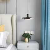 Modern Geometric Double Circle Marble LED Pendant Light for Dining Room Gold and Black Finish