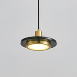 Modern Geometric Double Circle Marble LED Pendant Light for Dining Room Gold and Black Finish