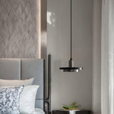 Modern Geometric Double Circle Marble LED Pendant Light for Dining Room Gold and Black Finish