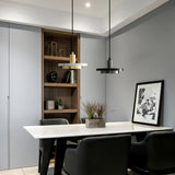 Modern Geometric Double Circle Marble LED Pendant Light for Dining Room Gold and Black Finish