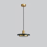 Modern Geometric Double Circle Marble LED Pendant Light for Dining Room Gold and Black Finish