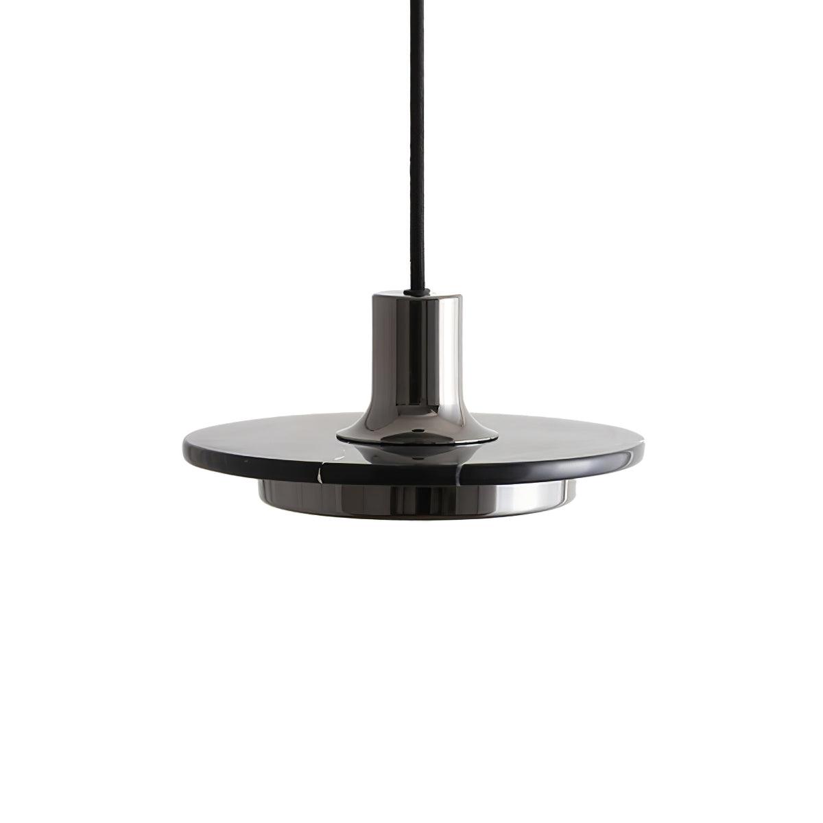Modern Geometric Double Circle Marble LED Pendant Light for Dining Room Gold and Black Finish