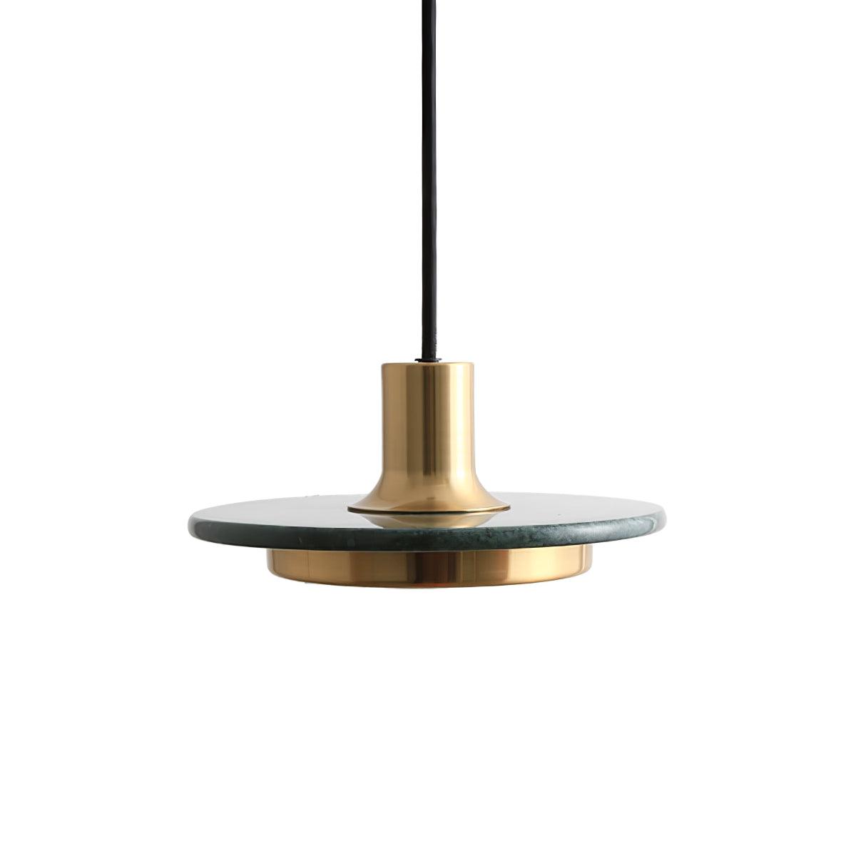 Modern Geometric Double Circle Marble LED Pendant Light for Dining Room Gold and Black Finish