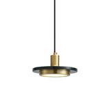 Modern Geometric Double Circle Marble LED Pendant Light for Dining Room Gold and Black Finish