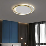 Modern Geometric Double Ring LED Flush Mount Ceiling Light Dimmable Metal Fixture for Bedroom